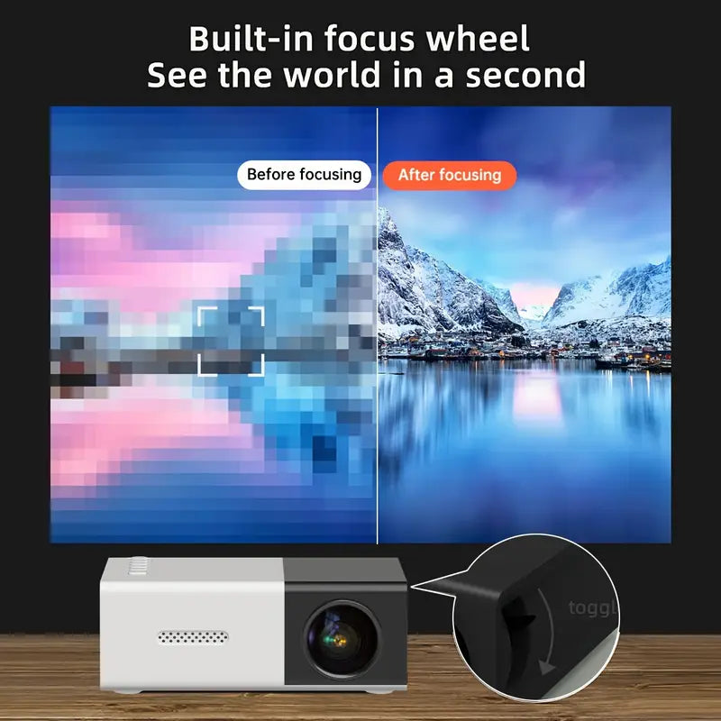 Smart Portable Projector - Built-In Focus