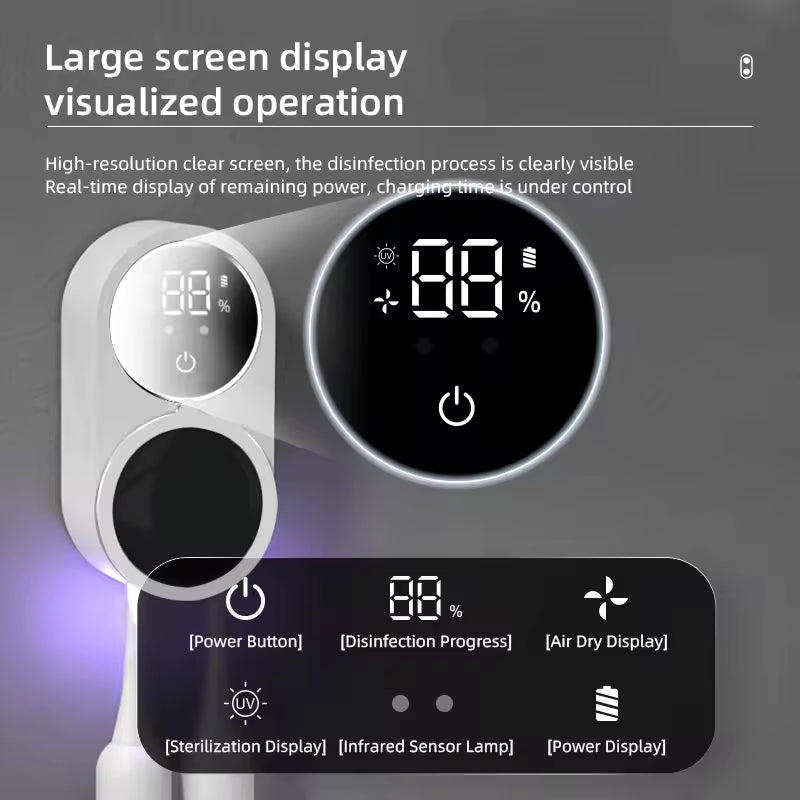 UV Toothbrush Disinfectant And Cleaner Case - Large Screen Display