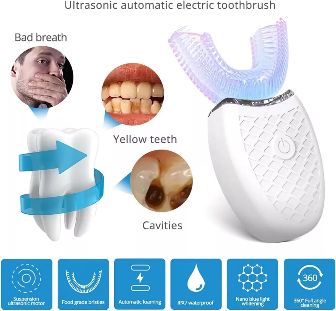 Adult U-Shaped Automatic Toothbrush 360° - Features